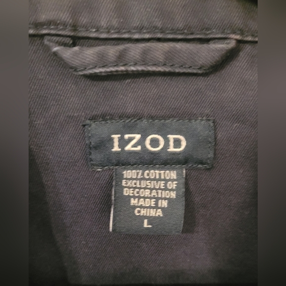 Men’s Izod Navy Blue Full Zip Twill Jacket - Picture 3 of 5
